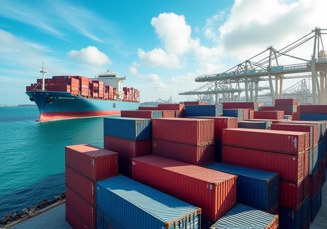 港に積まれたコンテナ